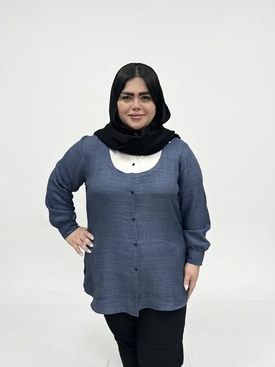 شومیز یقه مردانه گل ریز سایز بزرگ زنانه
